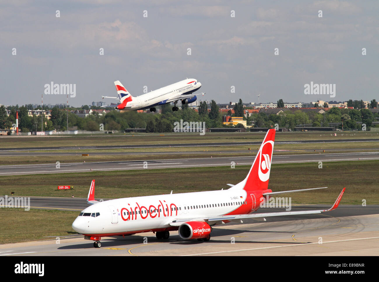 Berlin, Allemagne, le Boeing 737 et Airbus A320 Air Berlin British Airways Banque D'Images