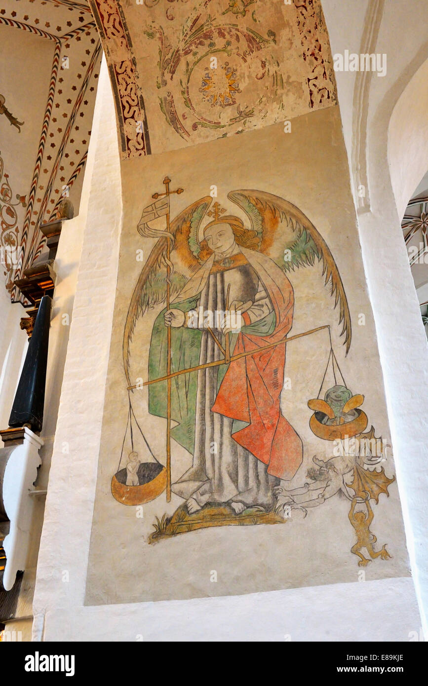Fresque médiévale, la cathédrale d'Aarhus, Aarhus, Danemark 140817 62346  Banque D'Images