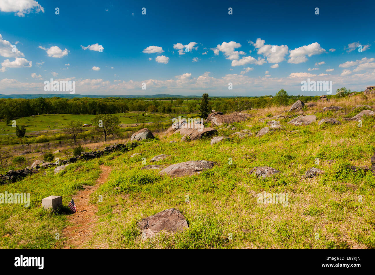 Printemps vue depuis peu, Roundtop Gettysburg, Pennsylvanie. Banque D'Images