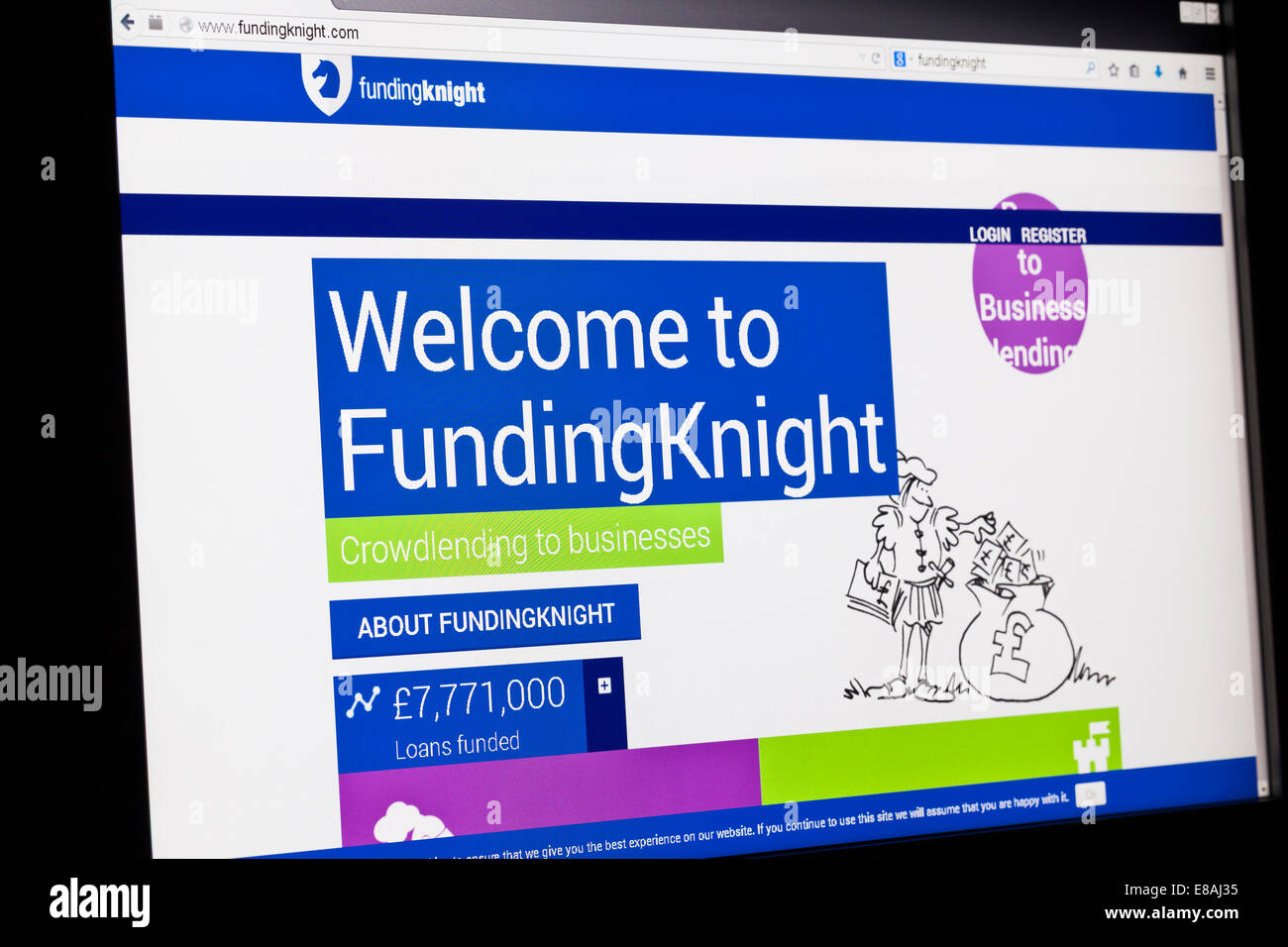 Capture d'écran de la page d'accueil financement Knight Banque D'Images