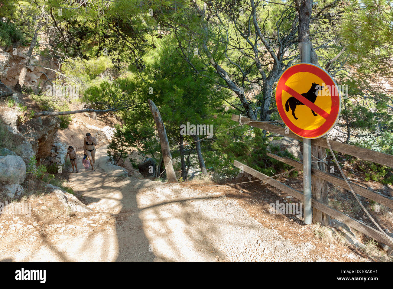 Chiens non admis sur une plage à Jagodna village, l''île de Hvar, Croatie Banque D'Images