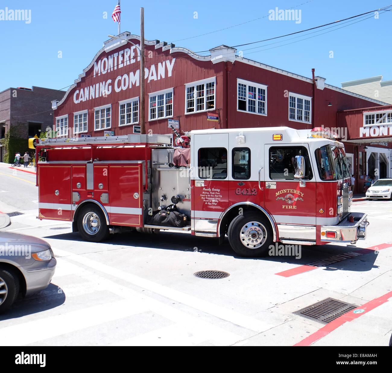 Le service d'incendie de Monterey répond à une urgence dans Cannery Row Monterey Californie Banque D'Images