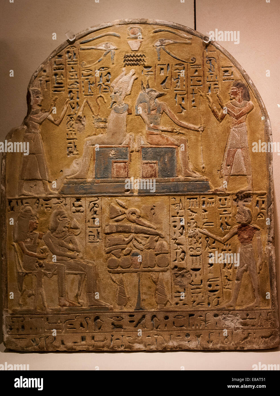 Italie Piémont Turin Musée Égyptien tombe de Kha - Stèle funéraire en grès de Kha Banque D'Images