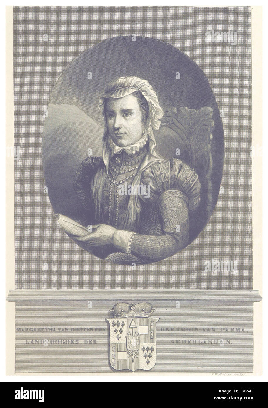 Cette illustration de l’œuvre d’Arend représente Margaretha van Oostenrijk, la gouverneure des pays-Bas à la fin du XVe siècle. Margaretha a joué un rôle important dans la gouvernance et l'administration des territoires des Habsbourg dans les pays-Bas. Banque D'Images
