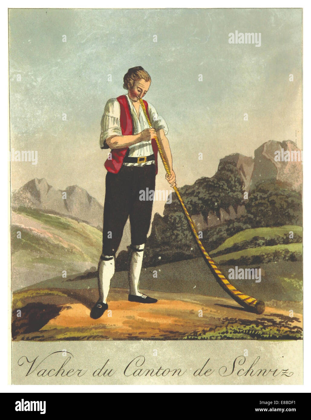 REINHARDT(1822), Costumes Suisses -VACHER DU CANTON DE SCHWYTZ Banque D'Images