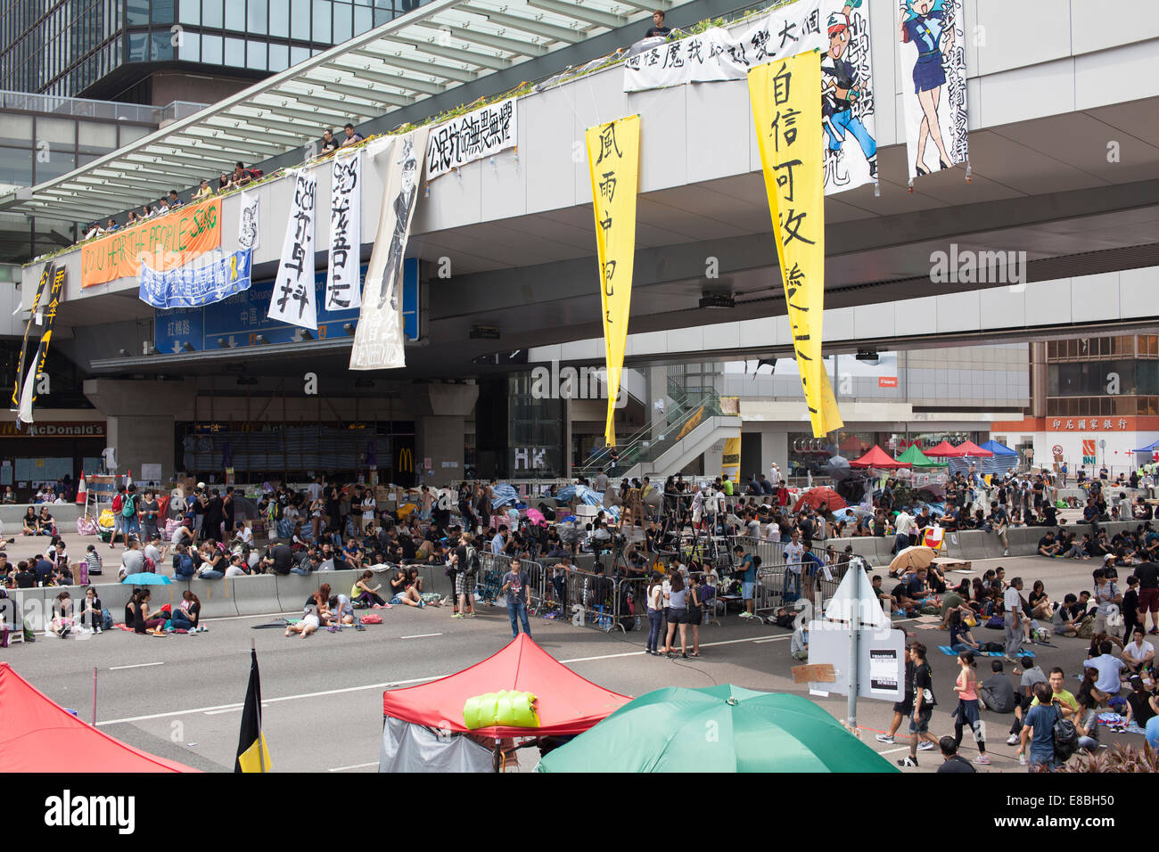 Hong Kong, Chine, le 4 octobre 2014 la démocratie Pro manifestants ont bloqué les rues de Hong Kong Banque D'Images