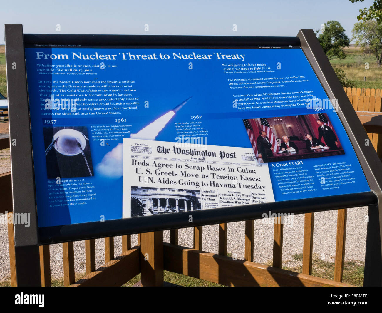 Panneau d'informations,Site Historique National Minuteman Missile, South Dakota, USA Banque D'Images