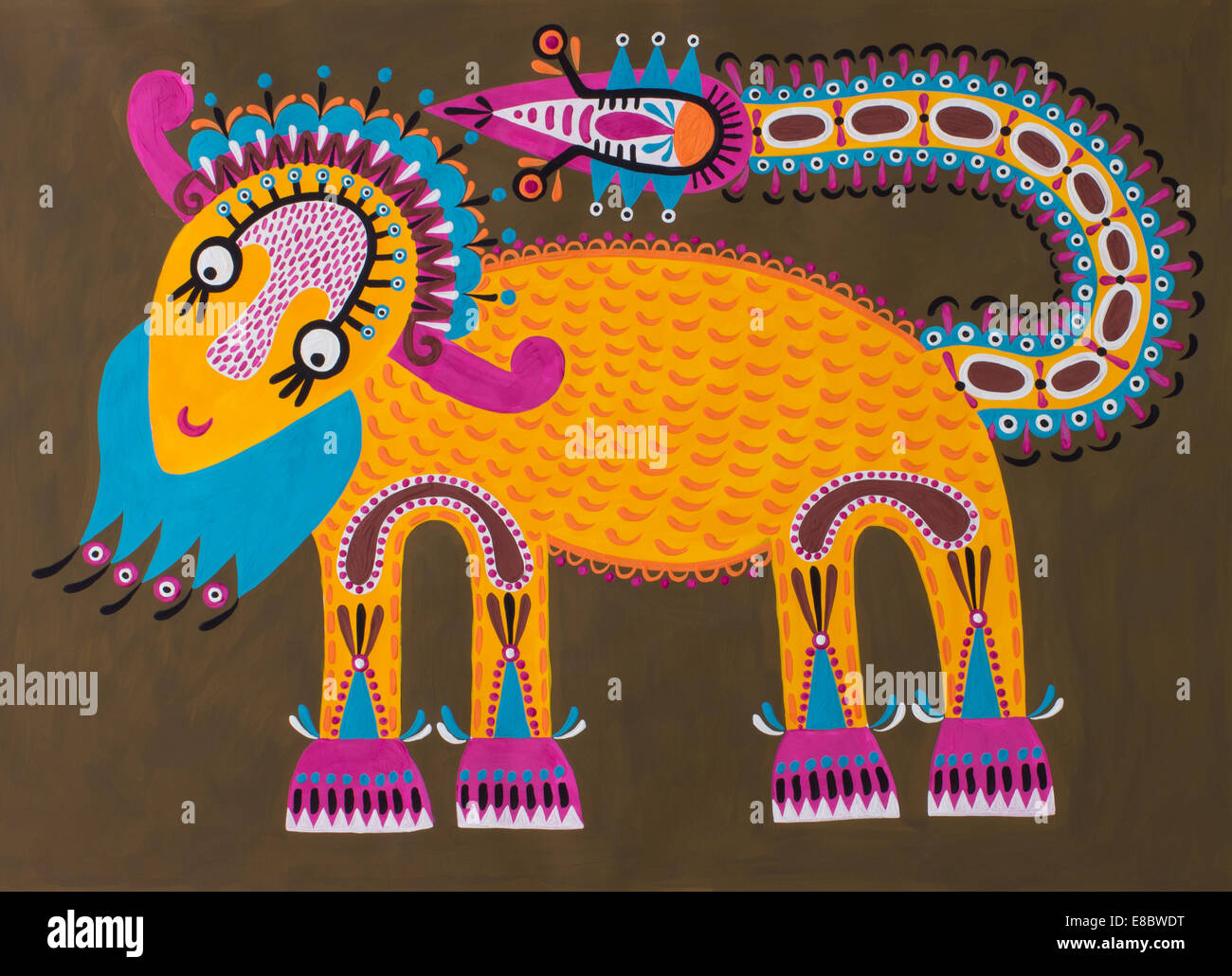 Beaux-arts traditionnels ukrainiens fantaisie décoratifs animal. Originaux Banque D'Images