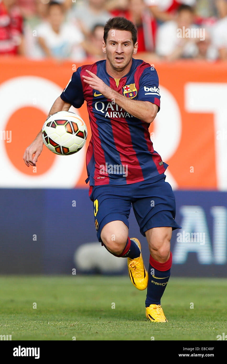 Madrid, Espagne. 08Th Oct, 2014. La Liga football. Rayo Valevano contre le FC Barcelone au Campo de Vallecas stadium. Lionel Andrés Messi (Argentine avant de Barcelone) : Action de Crédit Plus Sport/Alamy Live News Banque D'Images