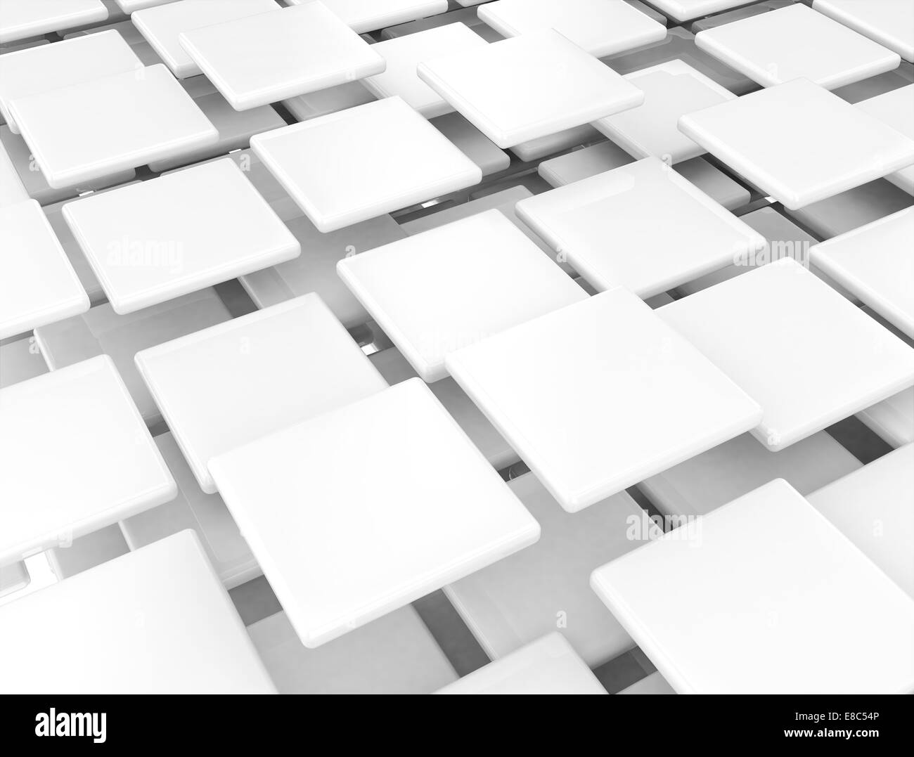 La composition numérique de chevauchement carrés blancs métalliques Banque D'Images