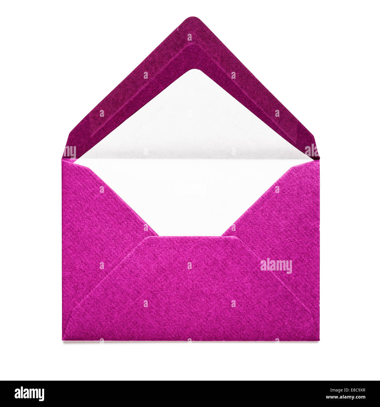 Enveloppe rose isolé sur fond blanc. Objet Avec clipping path Banque D'Images