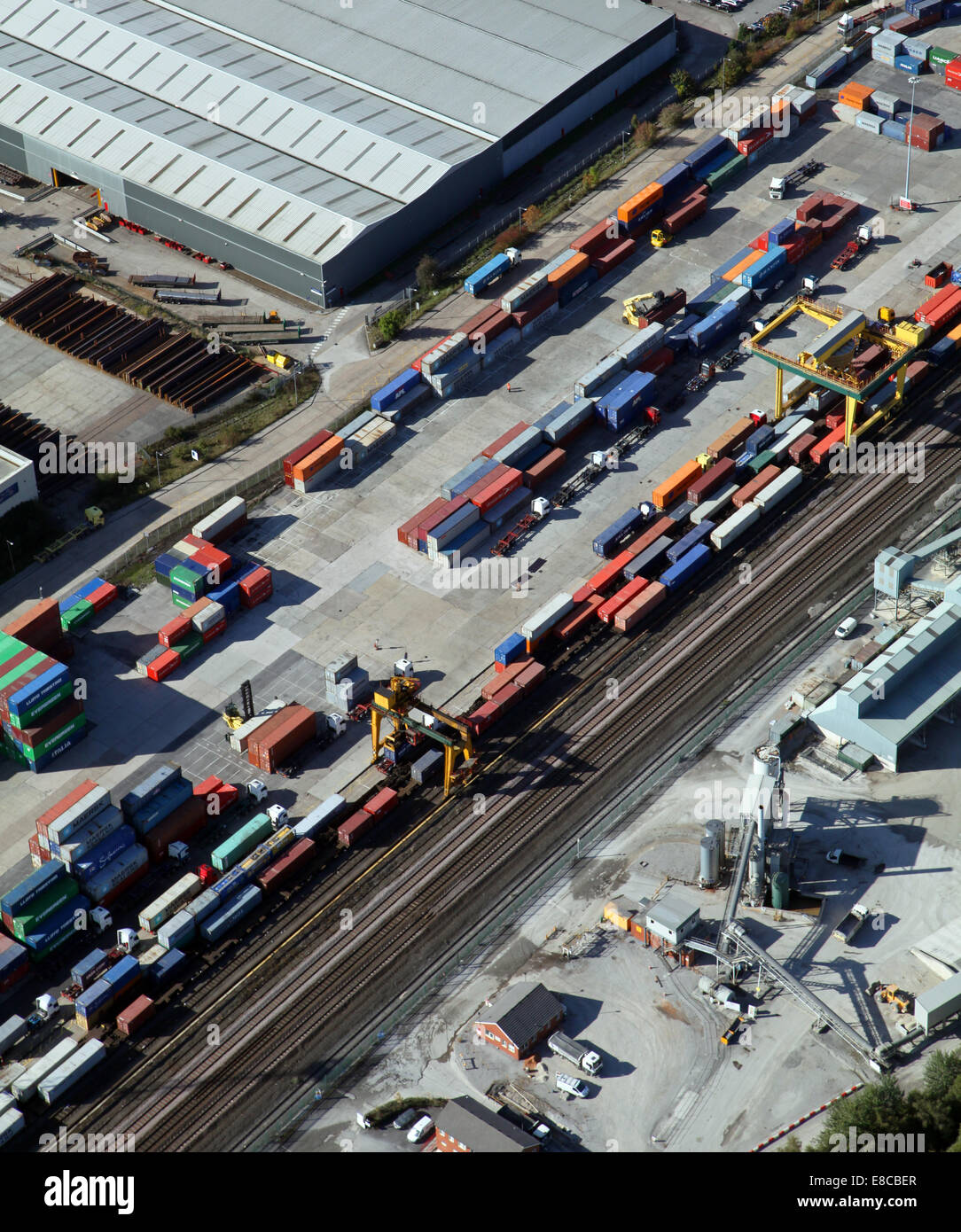 Vue aérienne d'un dépôt de conteneurs Banque D'Images
