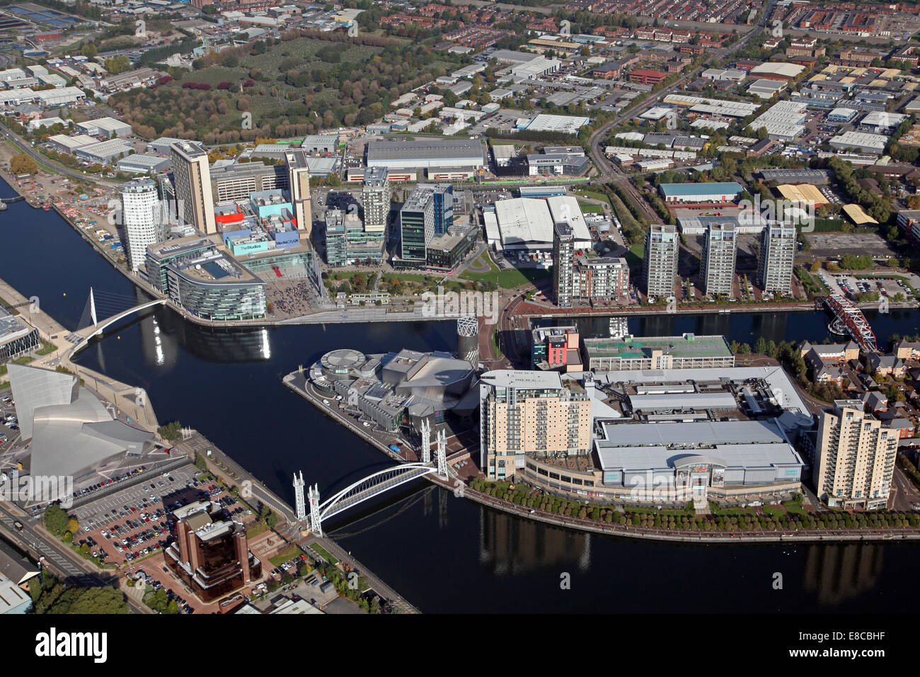 Vue aérienne de Salford, près de Manchester, Royaume-Uni Banque D'Images