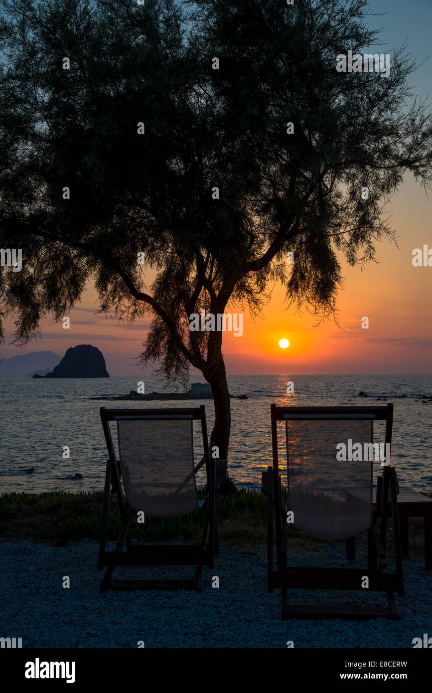 Coucher du soleil à Milos en Grèce Banque D'Images