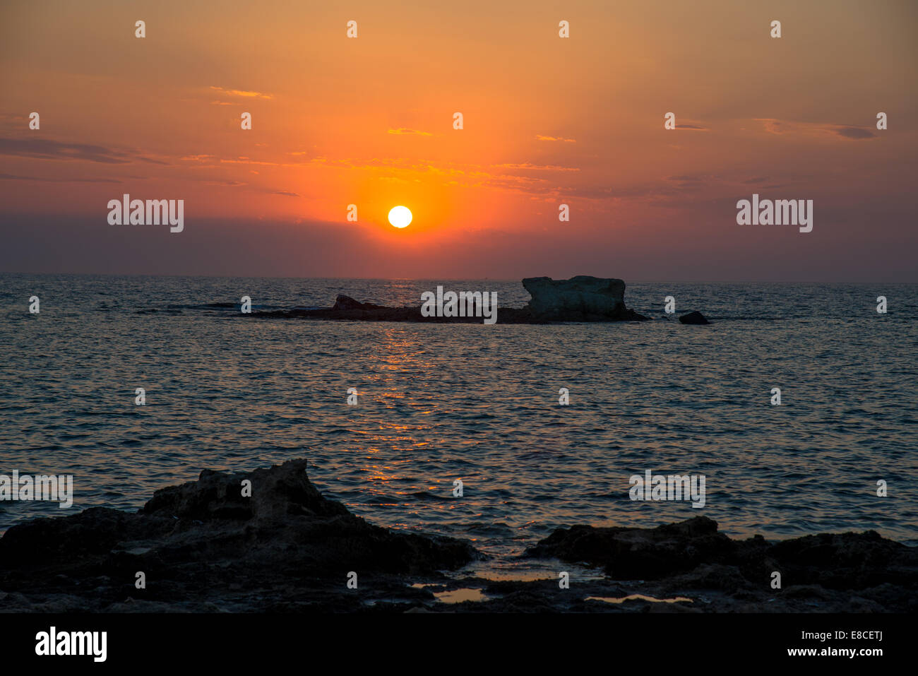 Coucher du soleil à Milos en Grèce Banque D'Images