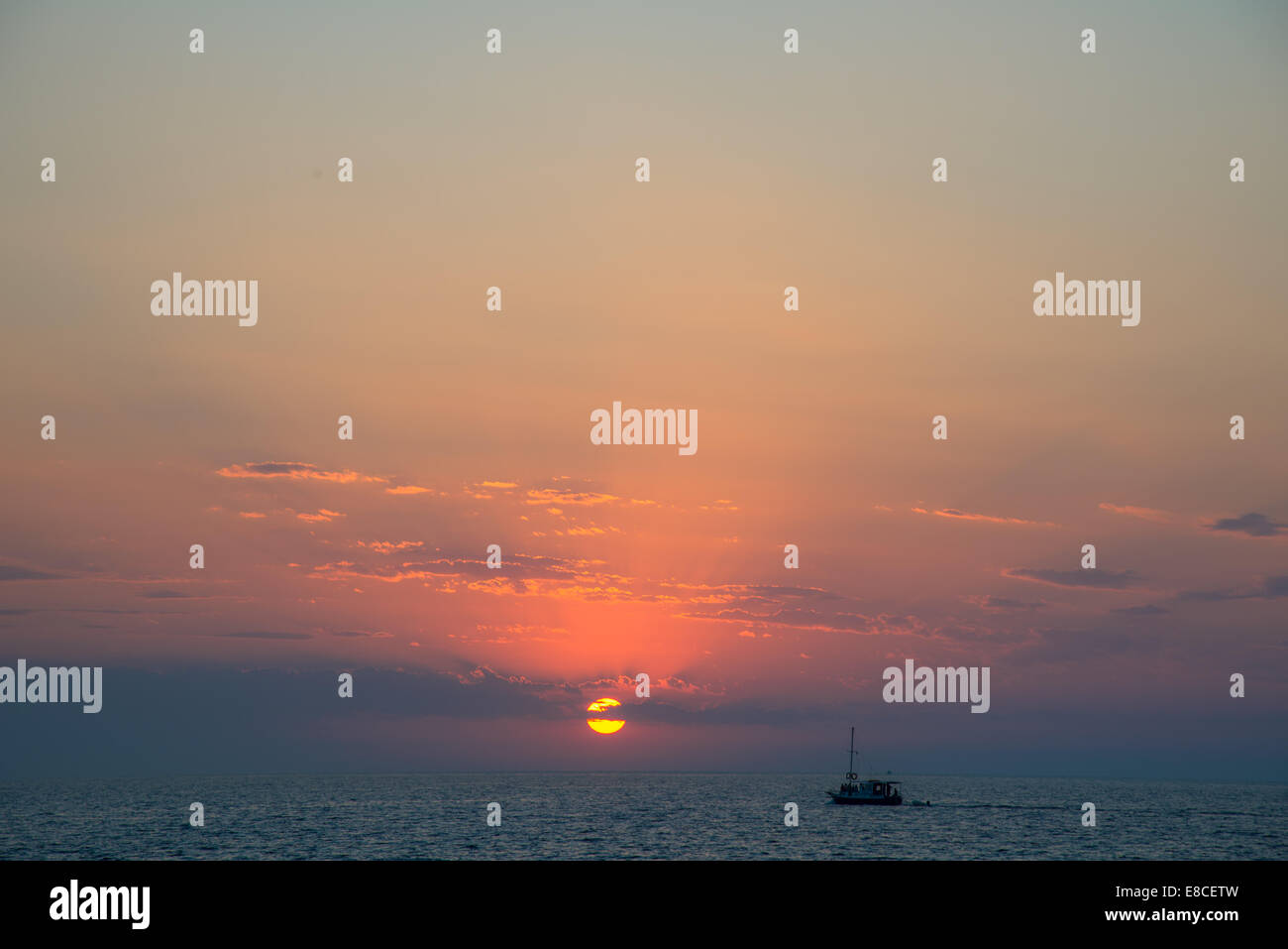 Coucher du soleil à Milos en Grèce Banque D'Images
