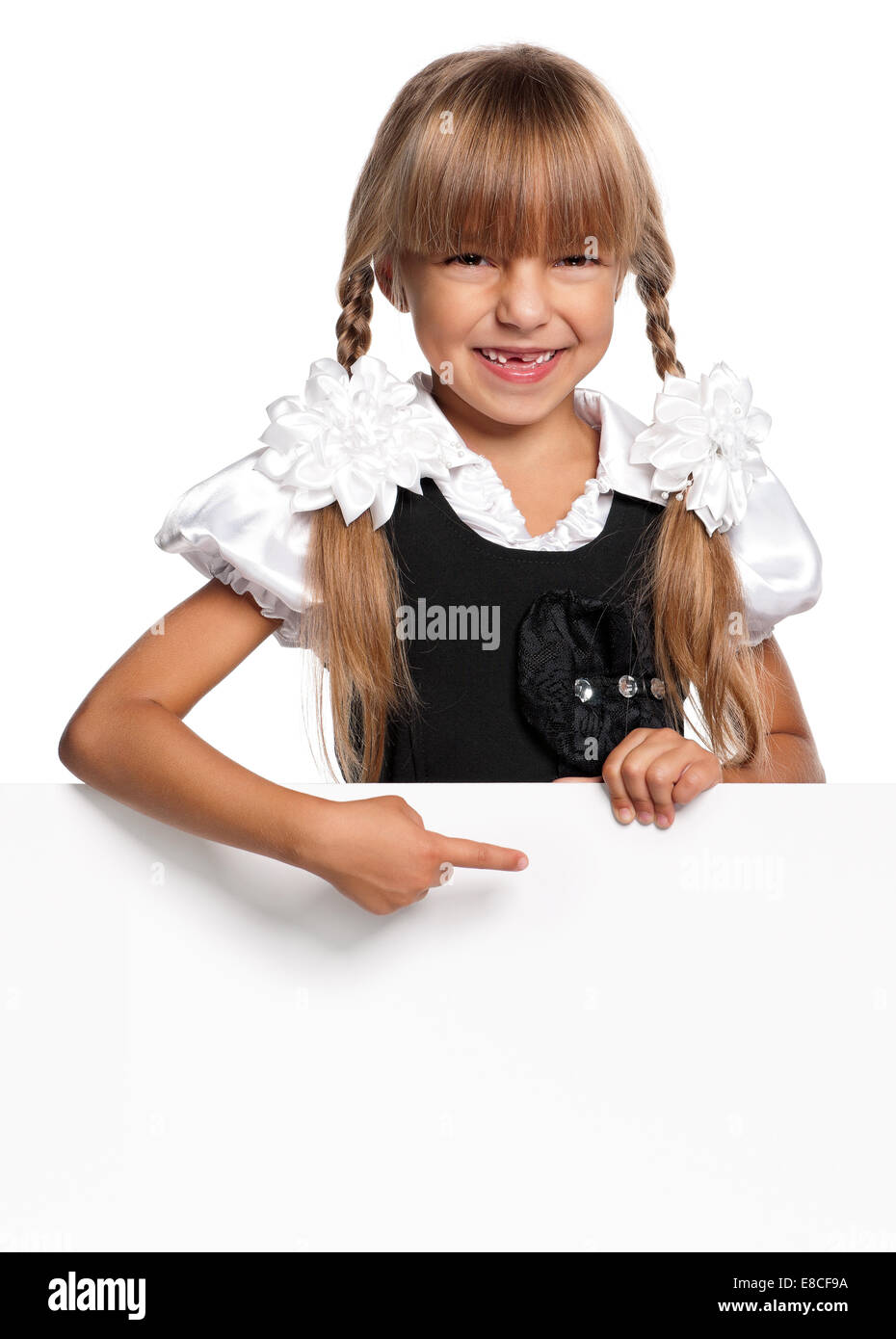Little girl with white blank Banque D'Images