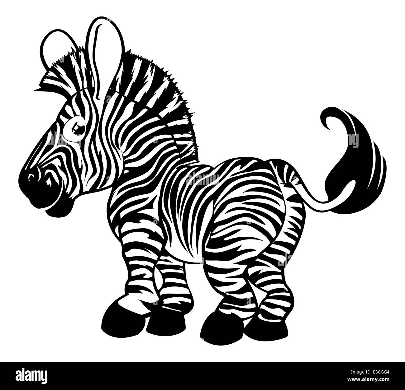 Une illustration d'un noir et blanc zebra cartoon charcter Banque D'Images