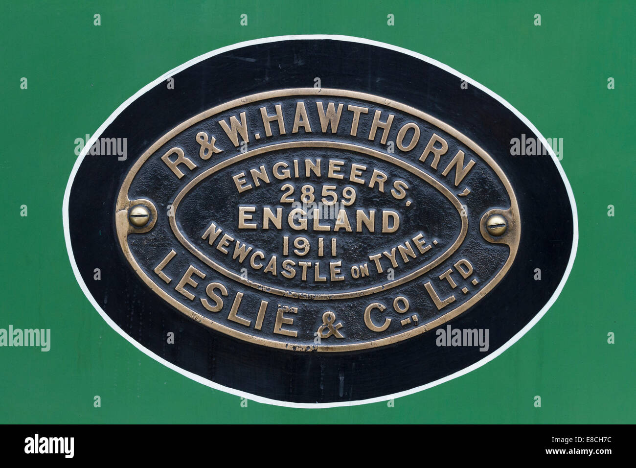 Fer vapeur plaque d'identification moteur - Newcastle, Angleterre 1911 Banque D'Images