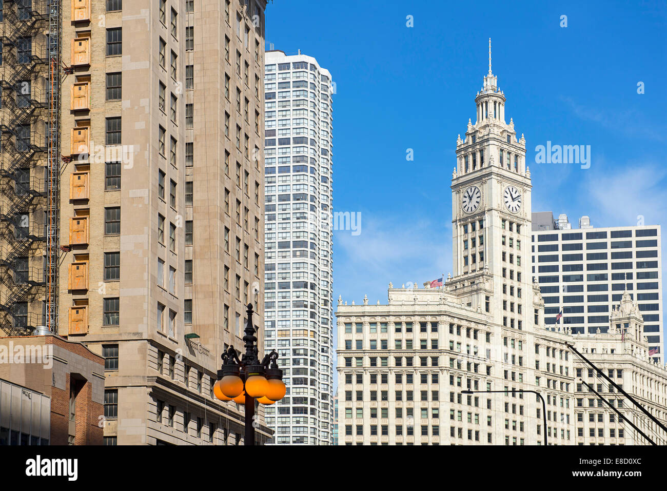 Wrigley Building, gratte-ciel de Chicago High Rise Banque D'Images