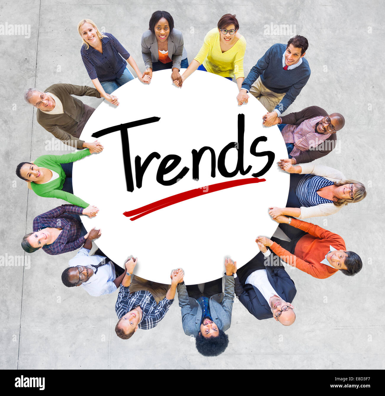 Diverses personnes se tenant la main Concept Tendances Banque D'Images