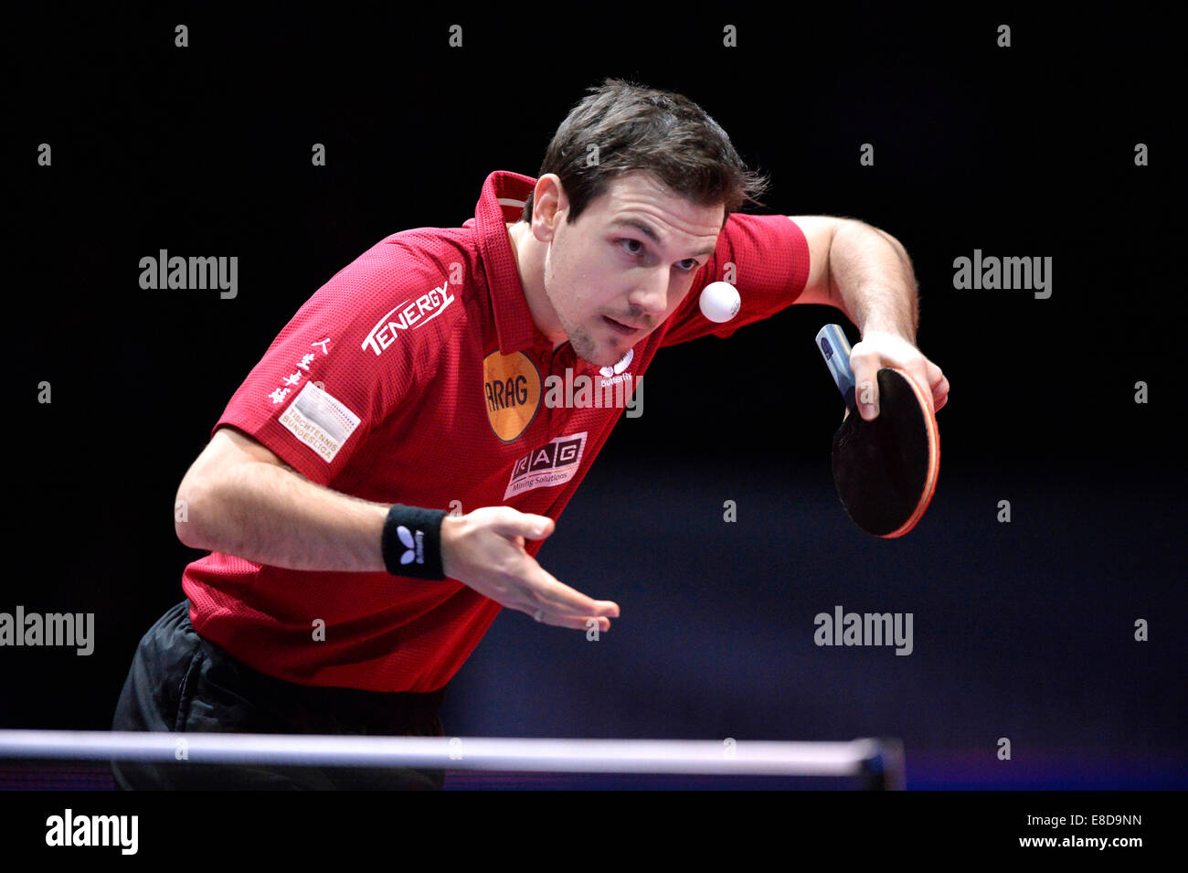Timo Boll, GER, Tennis de Table, finale de la Coupe du stade Porsche, Stuttgart, Bade-Wurtemberg, Allemagne Banque D'Images
