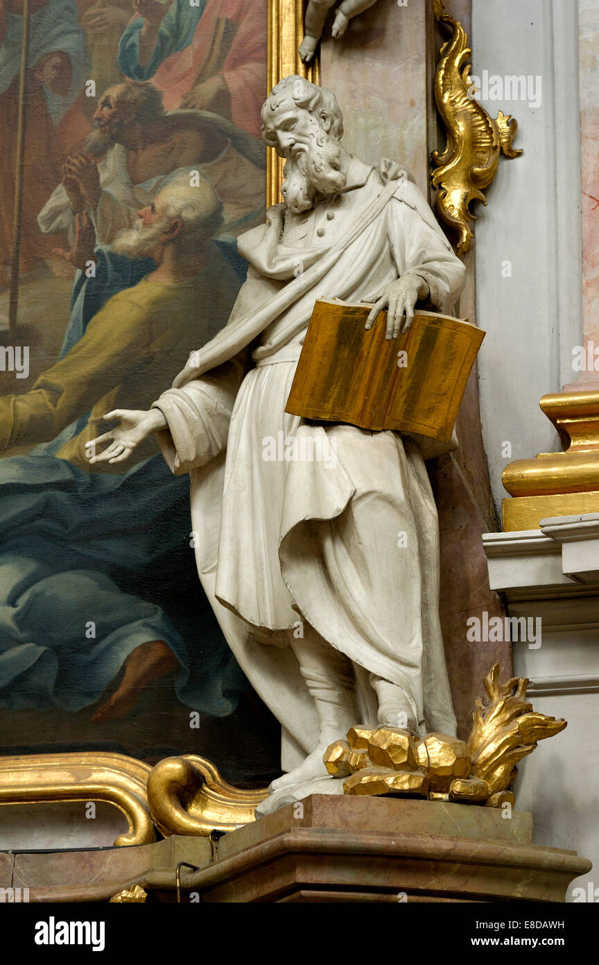 La figure de l'Apôtre Matthias, par Franz Georg Hermann, l'église baroque de l'assomption de Sainte Marie, Abbaye Ettal Ettal, Banque D'Images