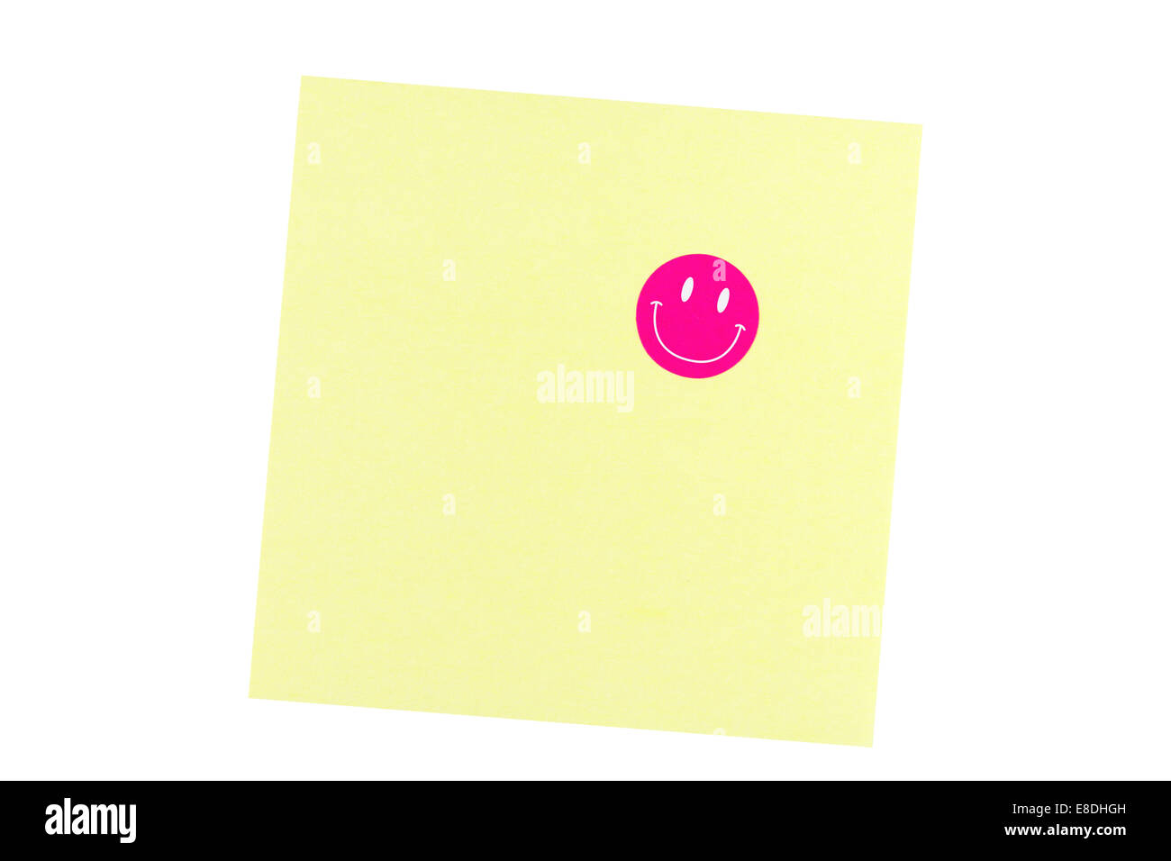 Post-it jaune vide avec smiley Banque D'Images