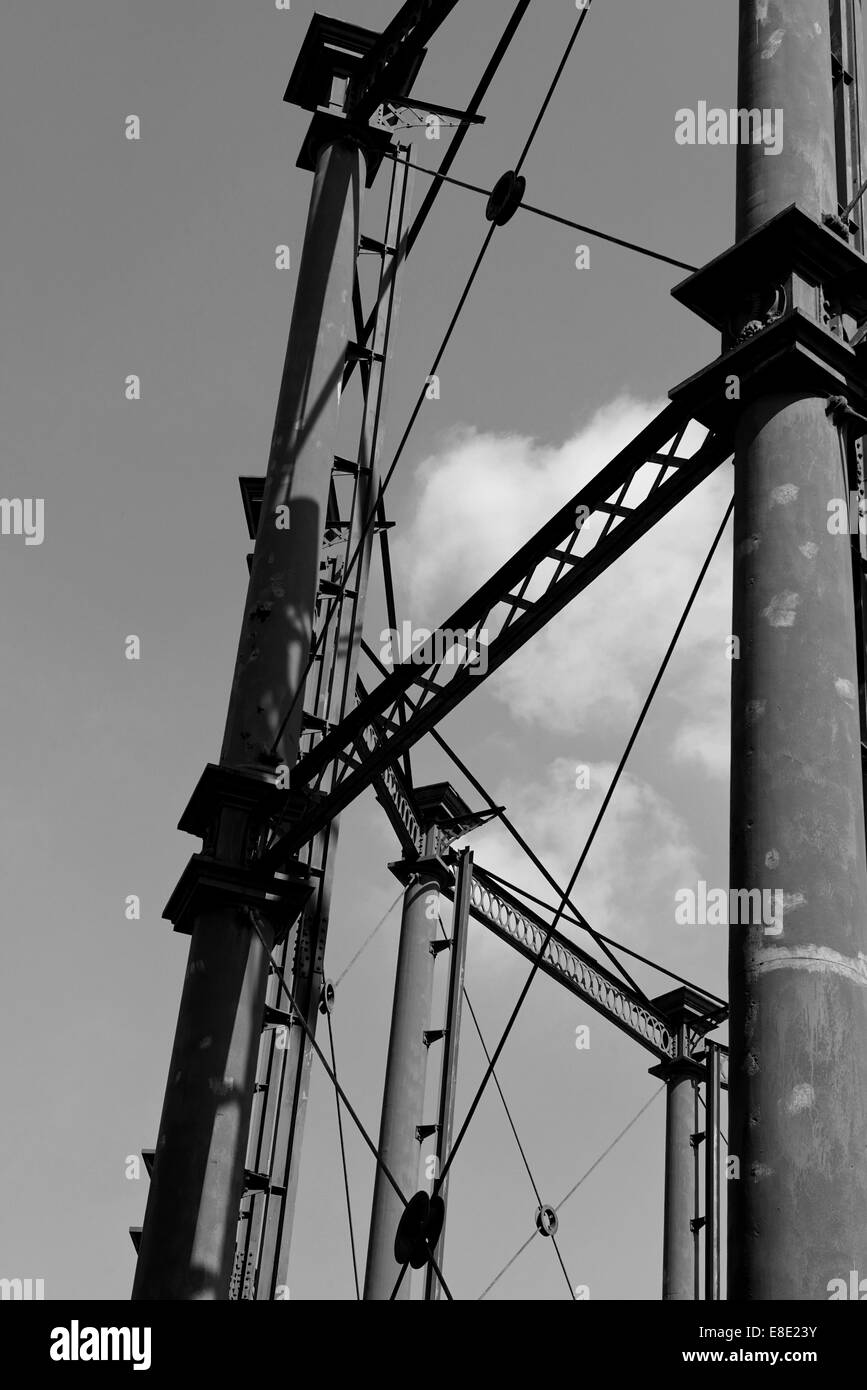 L'Oval gazomètres, derrière l'Oval Cricket Ground, SW London, UK Banque D'Images