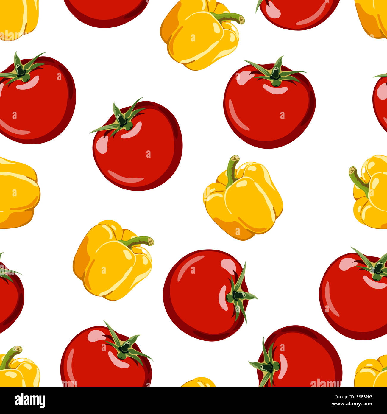 Belle et aux tomates mûres illustration vecteur seamless pattern Banque D'Images