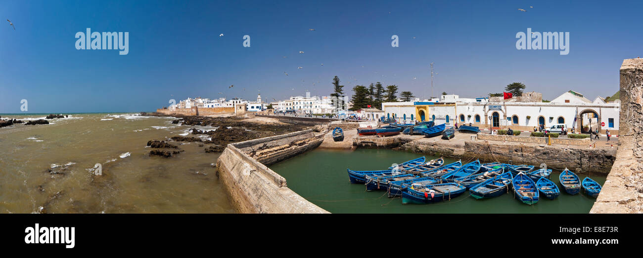 Vue panoramique horizontal (3 photo) vue sur Essaouira. Banque D'Images