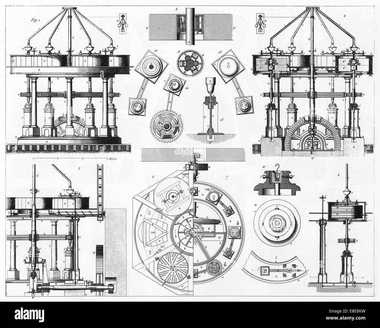 Illustrations gravées du Moulin de construction encyclopédie iconographique de la science, de la littérature et l'Art, vers 1851. Banque D'Images