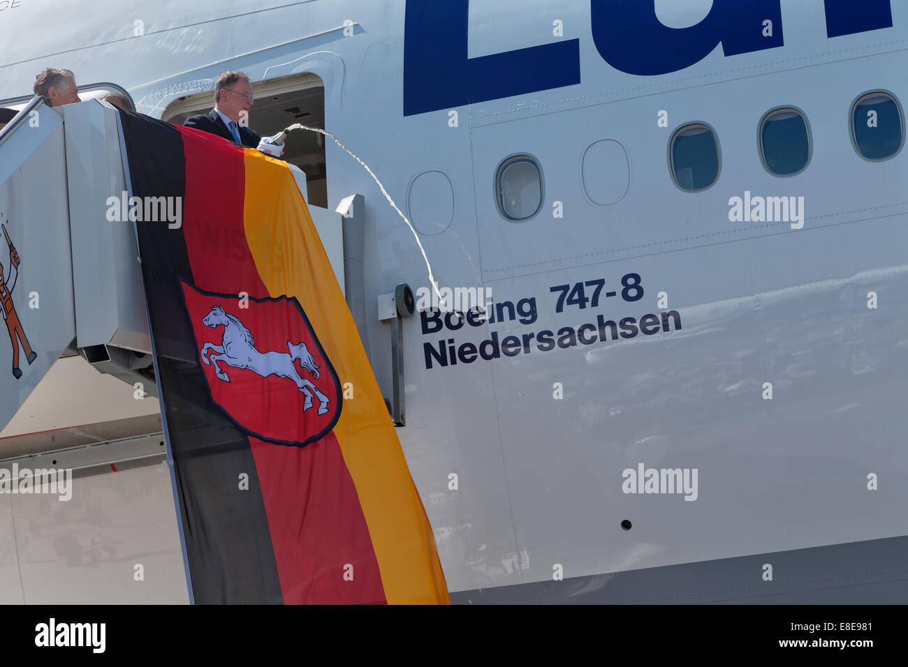 Schönefeld, Allemagne, baptême de la Lufthansa Boeing 747-8 à l'ILA 2014 Banque D'Images