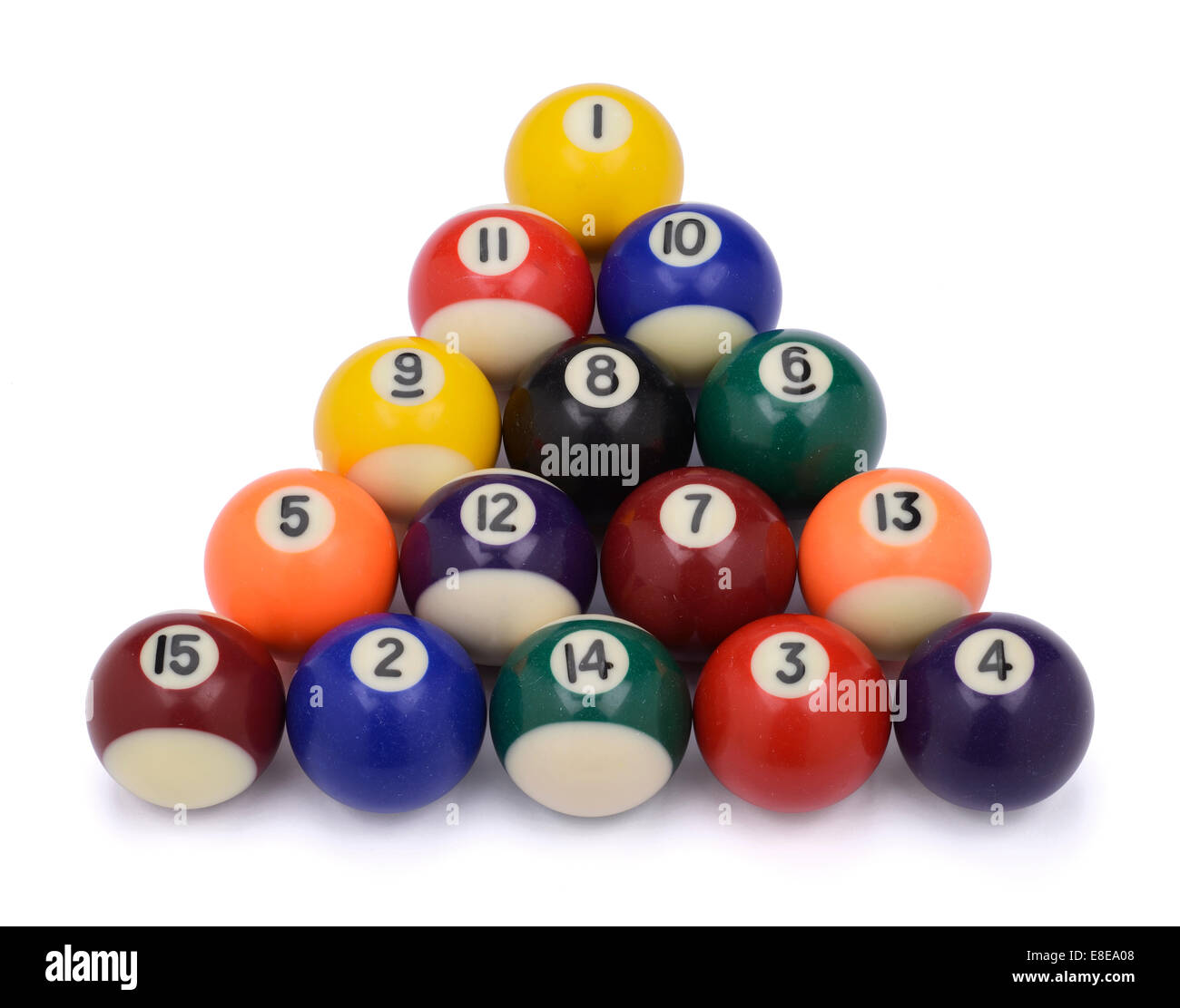 Ensemble de 15 numéros et de rayures boules billard Banque D'Images