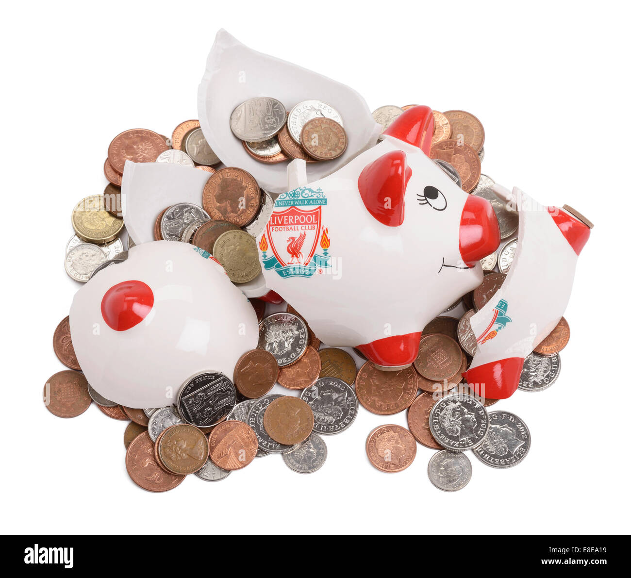 Brisé et rompu Liverpool Football Club piggy bank Banque D'Images