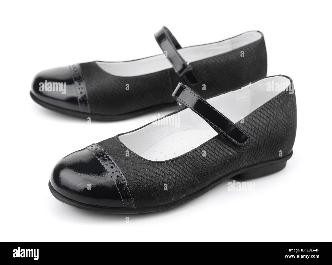 Paire de chaussures femme noir isolated on white Banque D'Images
