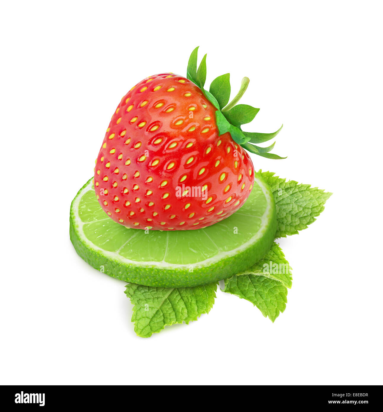 Fraise et citron isolated on white Banque D'Images