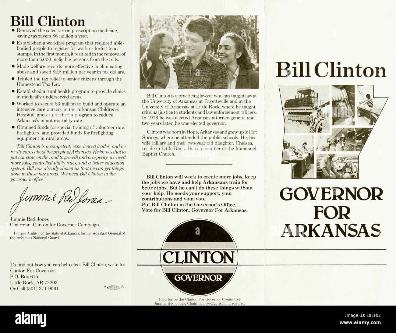 Bill Clinton's 1982 campagne de réélection page simple notice pour gouverneur de l'Arkansas Banque D'Images