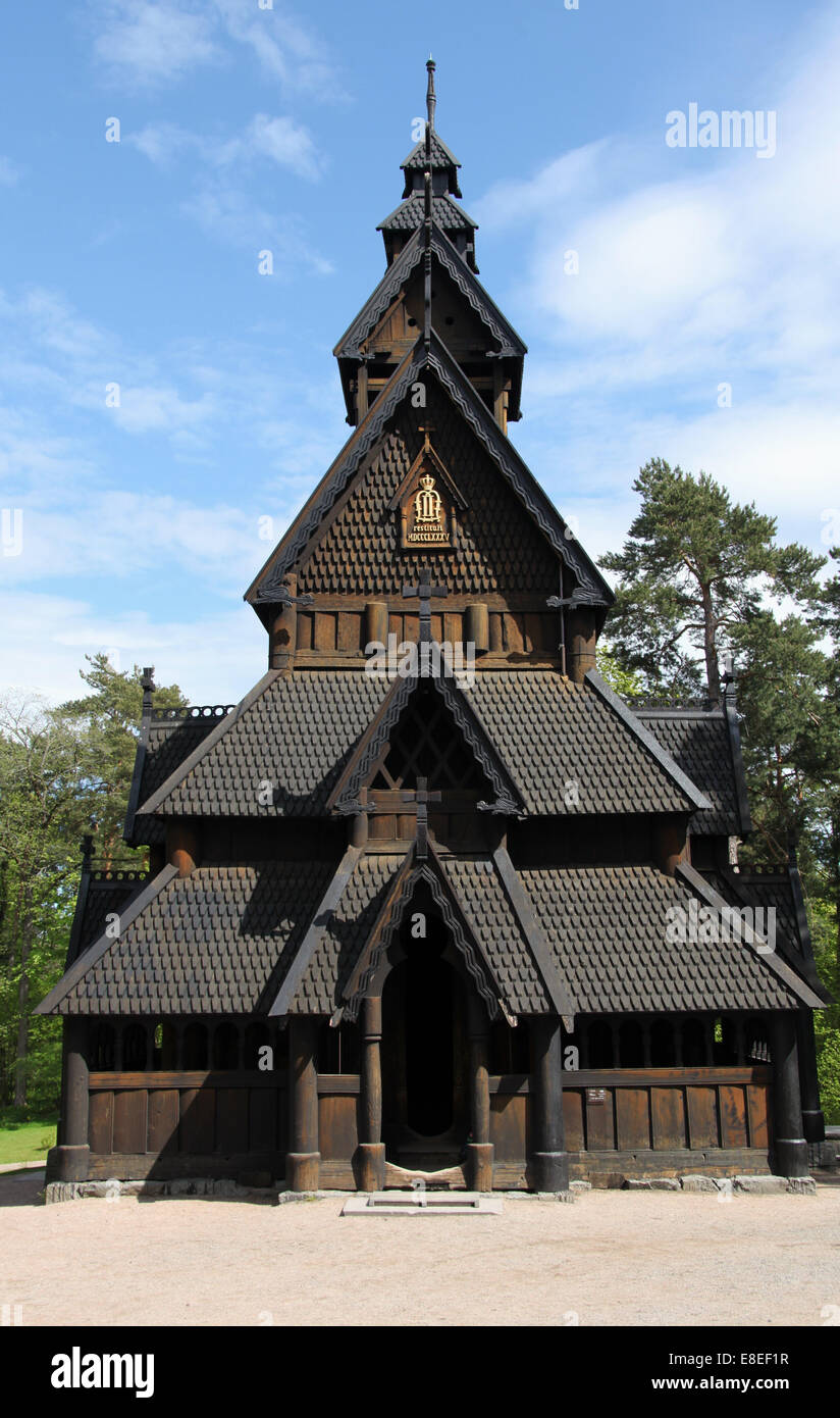 Ged historique église au musée folklorique norvégien à Oslo Banque D'Images