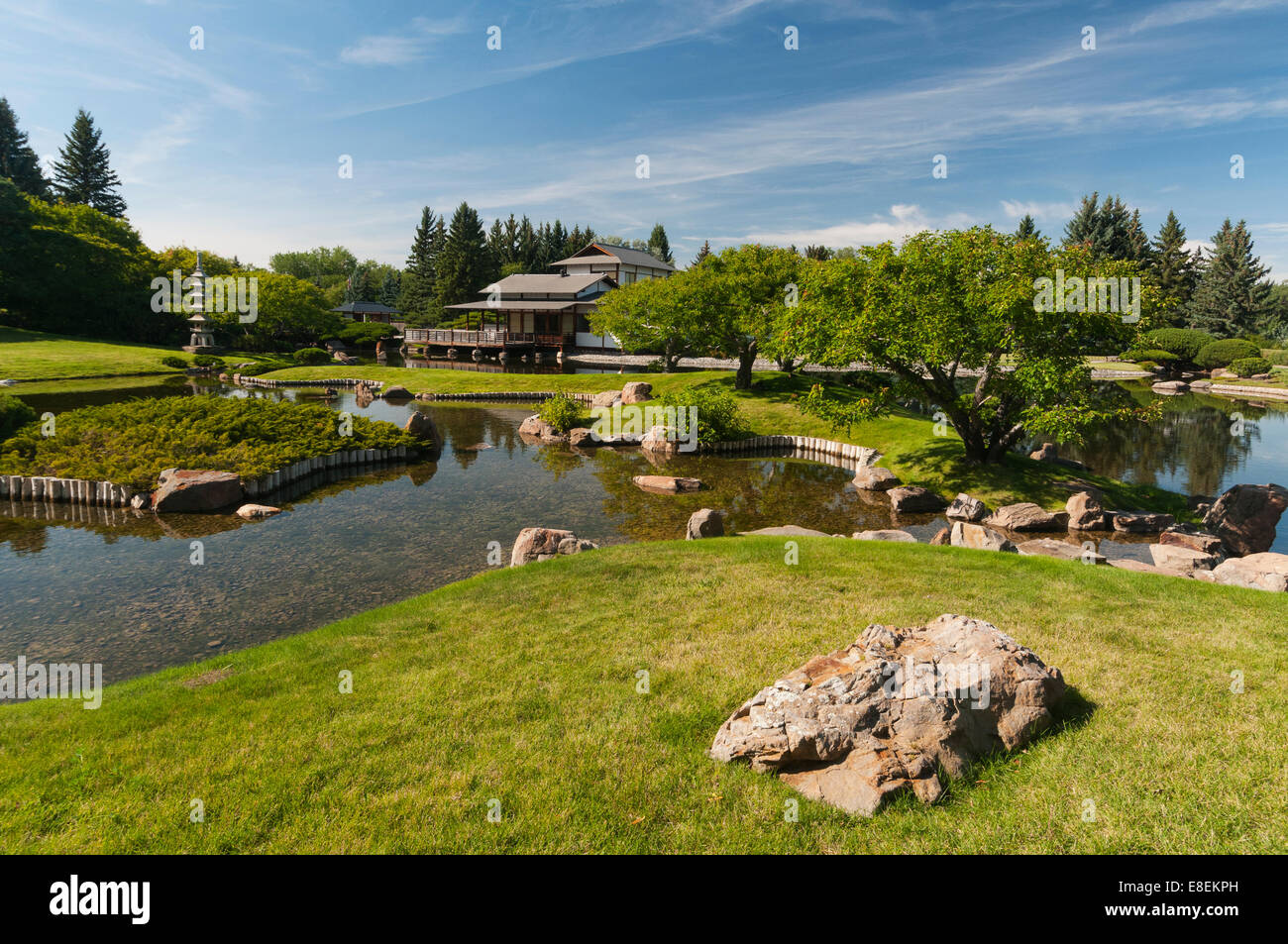 Elk203-6755 Canada, Alberta, Lethbridge, jardins japonais Nikka Yuko, Tea House Banque D'Images