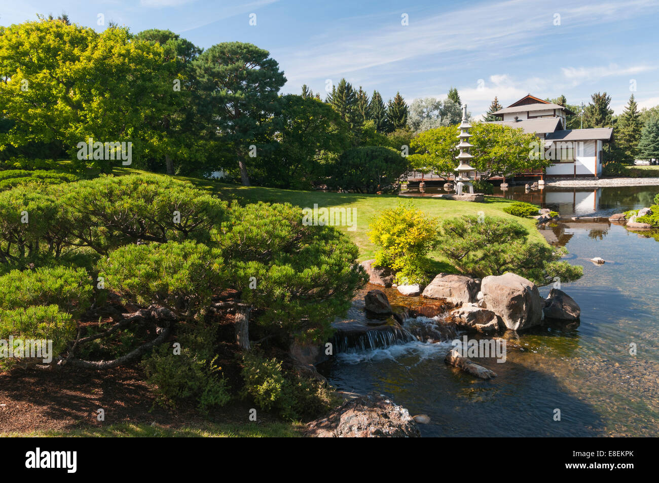 Elk203-6756 Canada, Alberta, Lethbridge, jardins japonais Nikka Yuko, Tea House Banque D'Images