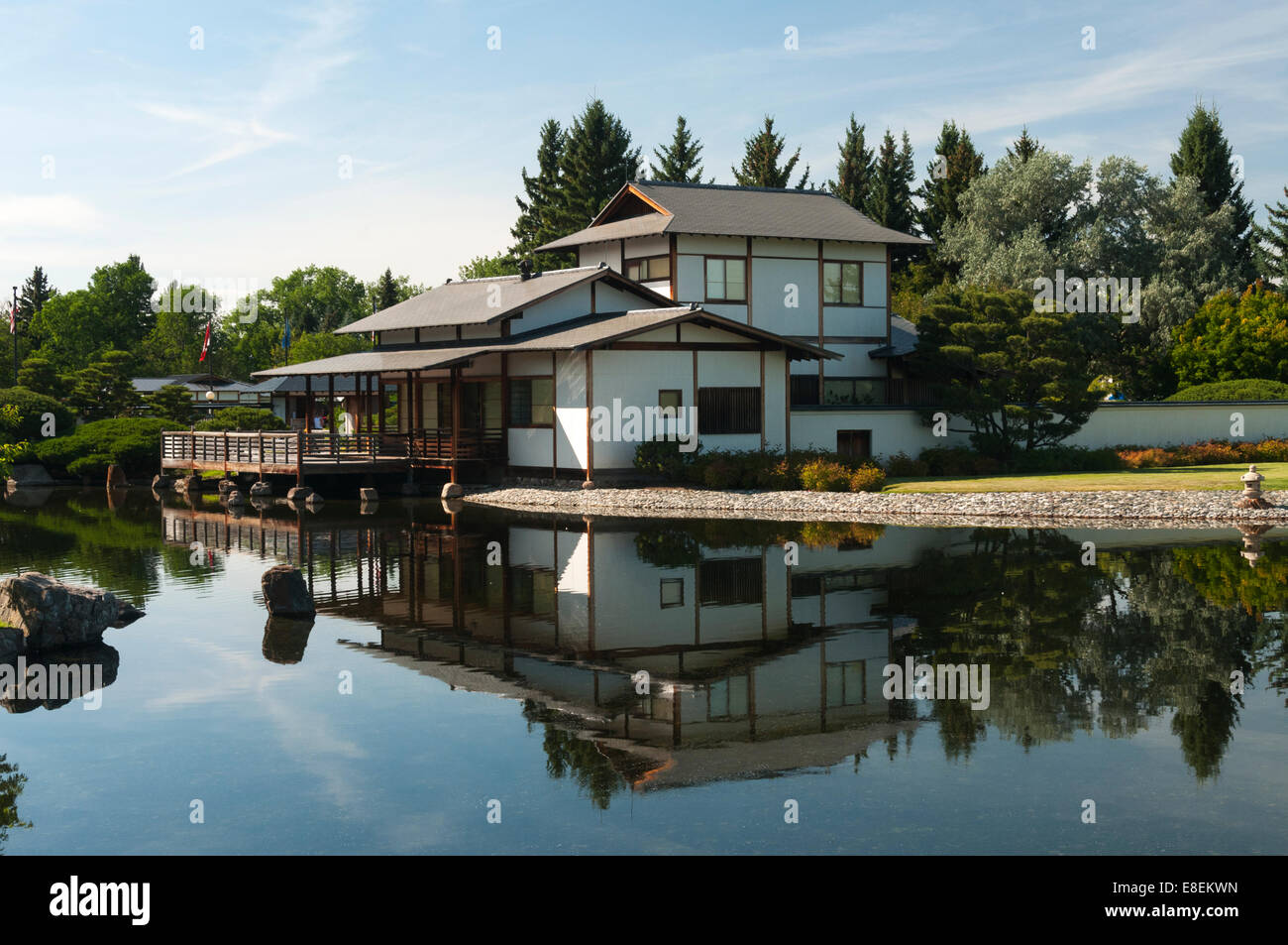Elk203-6764 Canada, Alberta, Lethbridge, jardins japonais Nikka Yuko, Tea House Banque D'Images