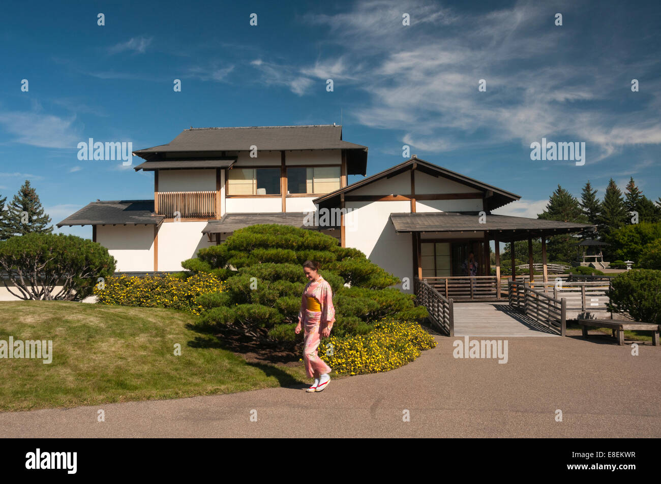 Elk203-6767 Canada, Alberta, Lethbridge, jardins japonais Nikka Yuko, Tea House Banque D'Images