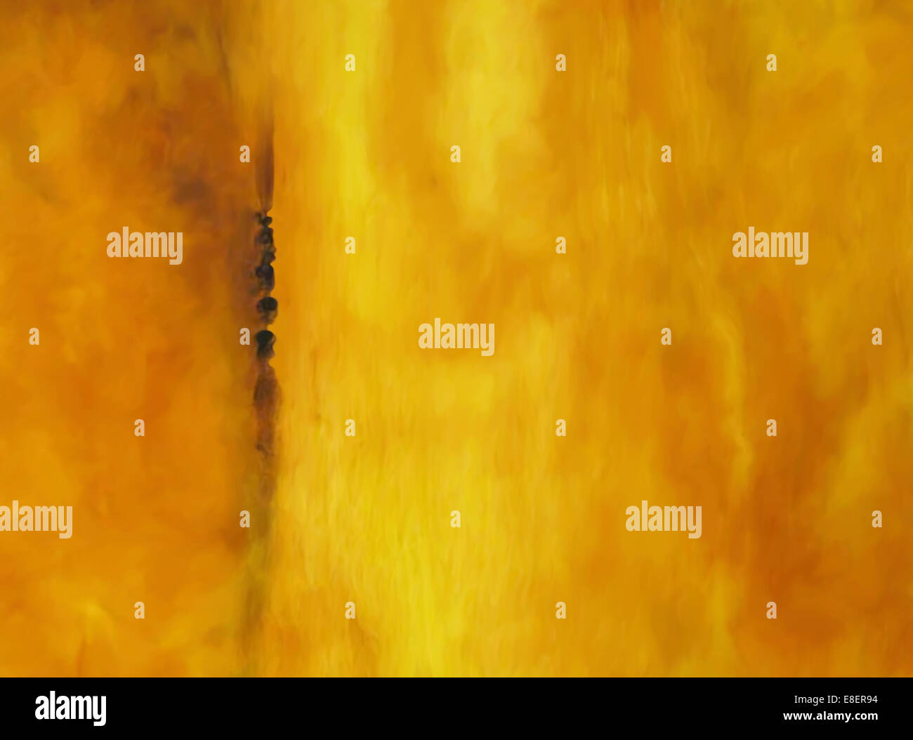 Résumé peinture jaune organique texture de fond noir avec string de graines. Banque D'Images