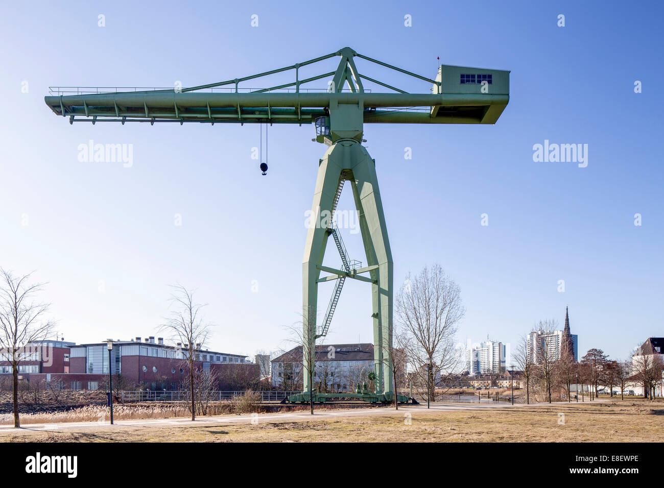 L'ancien chantier naval Rickmers, patrimoine culturel protégé crane, Geestemuende, Bremerhaven, Brême, Allemagne Banque D'Images