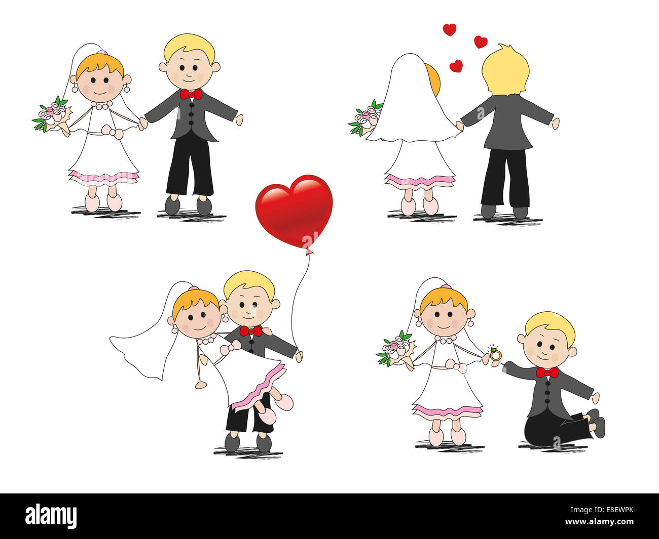 Illustration de caricature et de mariage drôle Banque D'Images