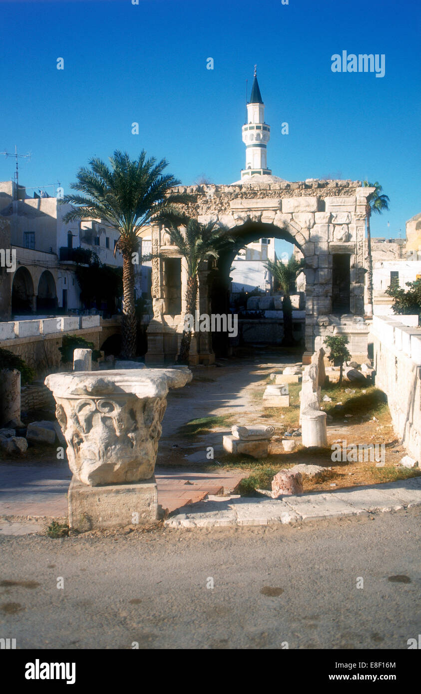 L'Arc de Marc Aurèle, Tripoli, Libye, 163 AD. Banque D'Images