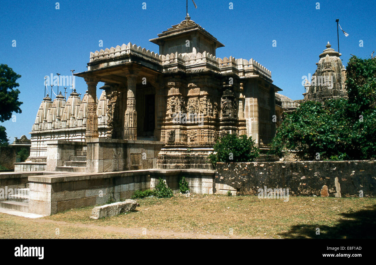 Sat-bis Deori-Temple, Chittaurgarh, Rajasthan, Inde, 11e siècle. Pierre Jain temple. Banque D'Images