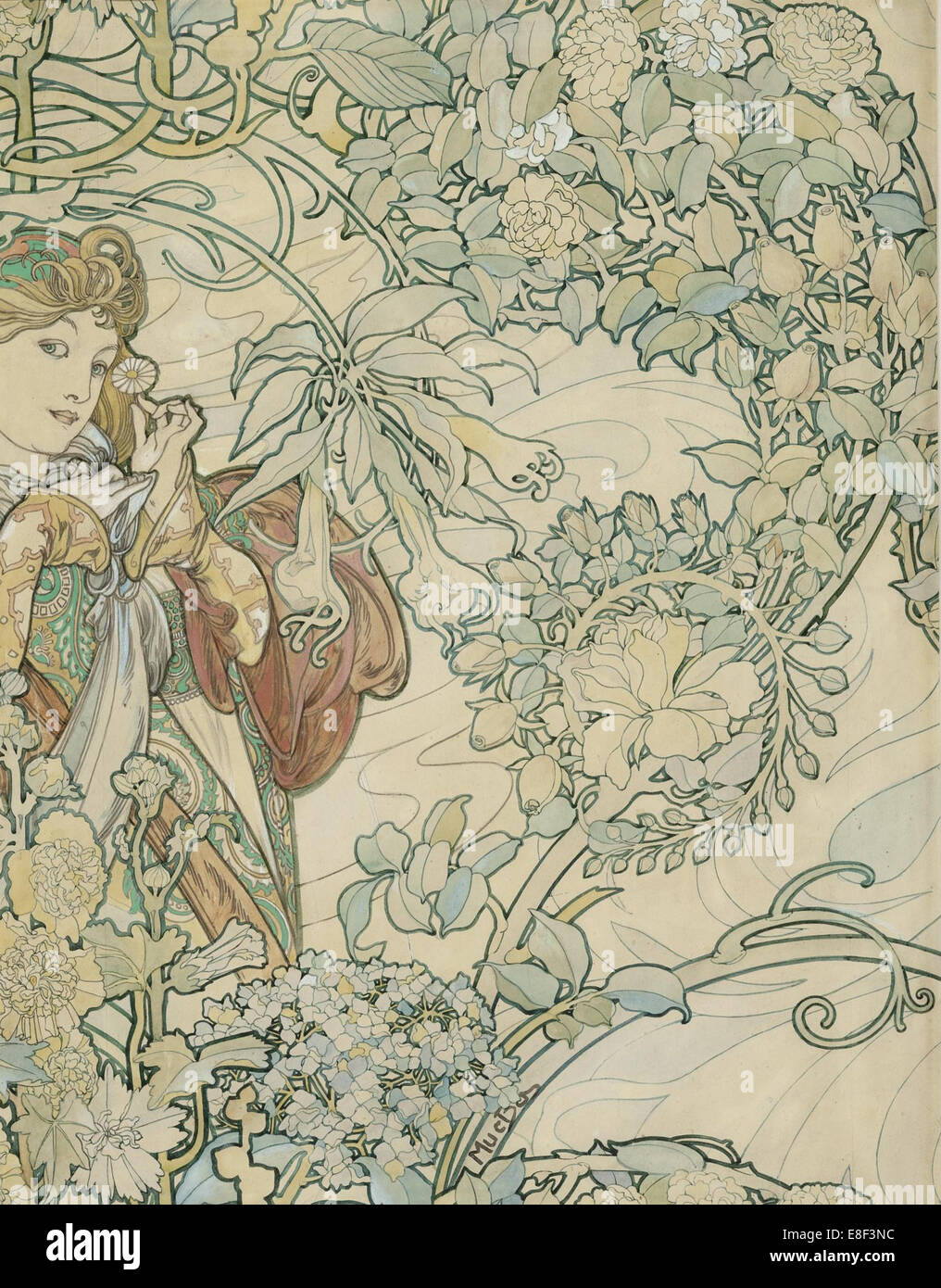 Le design textile. Artiste : Alfons Mucha, Marie (1860-1939) Banque D'Images