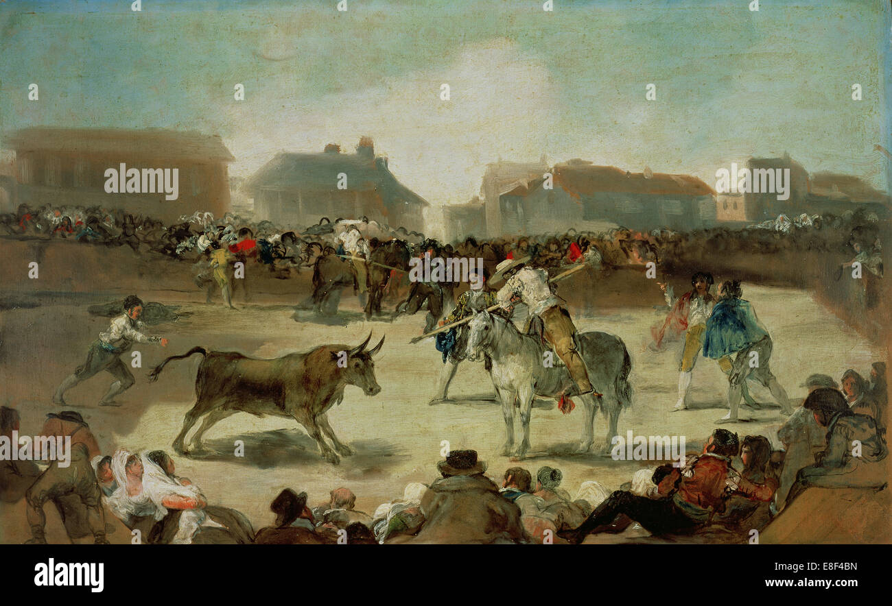 Un village corrida. Artiste : Goya, Francisco de (1746-1828) Banque D'Images
